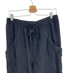 Free People  Feelin' Good Pants Linen Blend‎ Utility Cargo Black Size Small Photo 3
