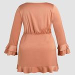 Cider NEW  Satin V-neck Ruched Bell Sleeve Mini Dress 0XL NWT Photo 1
