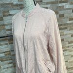 Loft BLUSH pink lightweight embroidered bomber jacket Sz L Photo 6