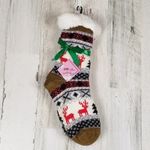 New Set of 3 Mari Clare SHERPA Lined Reindeer No Slip Slipper Socks Women's Photo 2