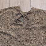 SheIn Animal Print Top Plus 1X 14 16 Tan Tie Back Neck‎ Shirt Blouse Work Wear NEW Photo 5