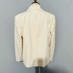 ZARA  Bloggers Favorite Oyster White Lapel Collar Buttoned Cotton Blazer Sz M Photo 11