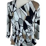 Vintage MSK Sequin Blouse Womens M Black Beige Asymmetrical Artsy Unique 90s Y2k Size M Photo 0