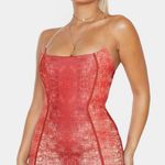 Pretty Little Thing Red Snake Clear Strap Mini Dress Photo 3