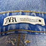 ZARA  Women's Blue Distressed High Waisted Straight Leg Denim Jeans Pants Size 2 Photo 3