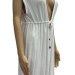 Merona White Low V Neck Tie Waist Swim Beach Cover Up Rayon Blend Womens Medium Photo 0