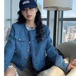 French Style Gold Button Tweed Jacket Size L Photo 0