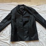 Those Days Faux Leather Black Blazer Jacket Photo 3