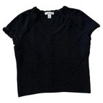 St. John  Sport Sweater Top Short Sleeve Wool Blend Black Women's Size Medium Photo 0