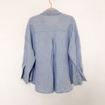 ZARA  Womens Shirt Size XL Blue Long Sleeve‎ Linen Button Down Photo 4