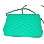 Vintage Mint Green Quilted Vinyl Shoulder Bag Gold Chain Strap Photo 1