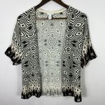 Chico's Open Front Cardigan Womens 0 Black White Geometric Boho Tribal Artsy Photo 0