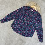 J. Crew Factory Women’s Popover Plaket Blouse Top Longsleeve Floral Multicolor S Pink Photo 4