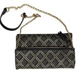 Madison West  Stud Accent Fold-Over Clutch Crossbody Black with Gold Hardware Photo 0