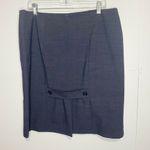 Alex Marie  Pencil Skirt Women's 14 Navy Wool Textured Button Detail Back Zip Photo 1