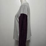 Listicle Grey Long Sleeve Purple Pleated Velvet Sleeve Detail Top Size Small Photo 3