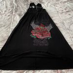 S-Twelve Black Y2K Tattoo Print Embellished “Love Forever” Maxi Dress, size S Photo 9