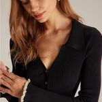 RIHOAS The Black V Neck Contrast Trim Knit Mini Dress XS Photo 3