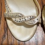 Off White Satin Strappy Jeweled Heels Size 7 Photo 4