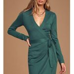 Lulus Literary Lover Forest Green Wrap Sweater Dress XS NWT Photo 1