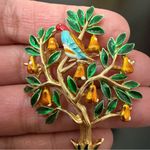 Trifari Vintage A Phillippe Tree Of Life Partridge Bird in Pear Tree Enamel Pin Photo 11