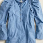 J.Crew  Puff Sleeve Chambray Denim Top Photo 1