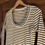 Madewell  ribbed pointelle square scoop long sleeve tee S white brown stripe Photo 10