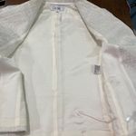 Le Suit  Metallic Skirt Suit Set Women's Size 14 Holiday 2 Piece Silver Cotton Photo 8