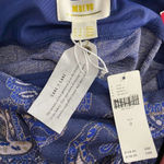 Anthropologie  Maeve Maria Pant Trouser Flared Paisley Print Metallic Blue Size 0 Photo 9