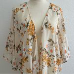 Easel Sheer White Daisy and Golden Yellow Floral Print Oversized Kimono Cardigan Size M Photo 1