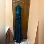 La Femme NWOT  28619 Emerald Lace Rhinestoned Halter Neck Gown Photo 3