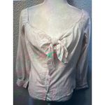 Free People  Hello Beautiful Off Shoulder Linen Knit Top Tie Front S NEW Nautical Photo 2