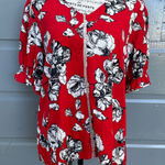 West Kei  Red Floral Blouse with Black and White Accents From Stitchfix‎ Photo 0