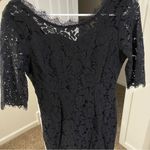 Merokeety  Womens Black Lace Floral Long Sleeve Cocktail Sheath Dress Sz S Lined Photo 3