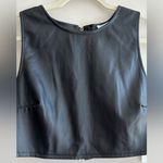 Kirious  Faux Vegan Leather Cropped Tank Top, Black Tank, Women’s Size Large Photo 2