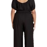 City Chic Erica Jumpsuit Wide Leg Tassel Ties Puff Sleeve Black XL / 22 Photo 1