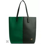 Coach Auth North Tote In Colorblock Leather Green Photo 0