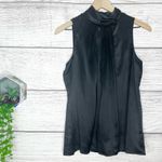 Vintage 100% Silk Black High Neck Sleeveless Button Down Back Blouse Top Size 10 Photo 10
