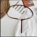 Trendy Knotted Thin Skinny Belt Classic Solid‎ Color Faux Leather One Size Brown Photo 8