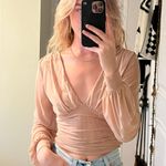 Forever 21 Tan Mesh Long Sleeve Top Photo 0