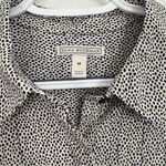Dana Buchman  black white dotted print short sleeve button down blouse pleated M Photo 2