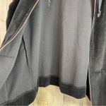 Chic Vintage Velour Long Sleeve Drawstring Hoodie with Zipper Front & Po… Black Size M Photo 14