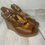 Coach Mary Jo Brown Leather Platform Wedge Slingback Buckle Strappy Sandals 8.5B Photo 0