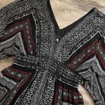 B. Smart  Boho Paisley Kimono Sleeve Dress Black Red White Elastic Waist Sz 12 Photo 1