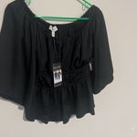 NWT Sofía Jeans black bell sleeve peplum top blouse on or off shoulder Size XS Photo 6