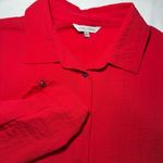John Mark  Tunic Top Size Large Red Pockets Art to Wear Zip Back 3/4 Sleeves Photo 1