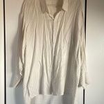 ZARA white with thin black stripe oversized button down short dress Photo 0