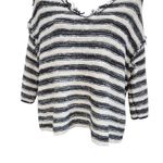 Free People Spells Trouble Stripe Pullover Sweater 3/4 Sleeve Ivory Black Small Photo 3