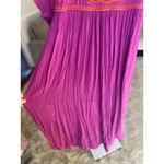 Free People  Wedgewood Maxi Dress Embroidered M Boho Magenta Scandi Parisian Soft Photo 8