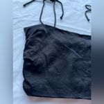 ZARA Black Satin Effect Smocked Bach Crop Top Photo 4